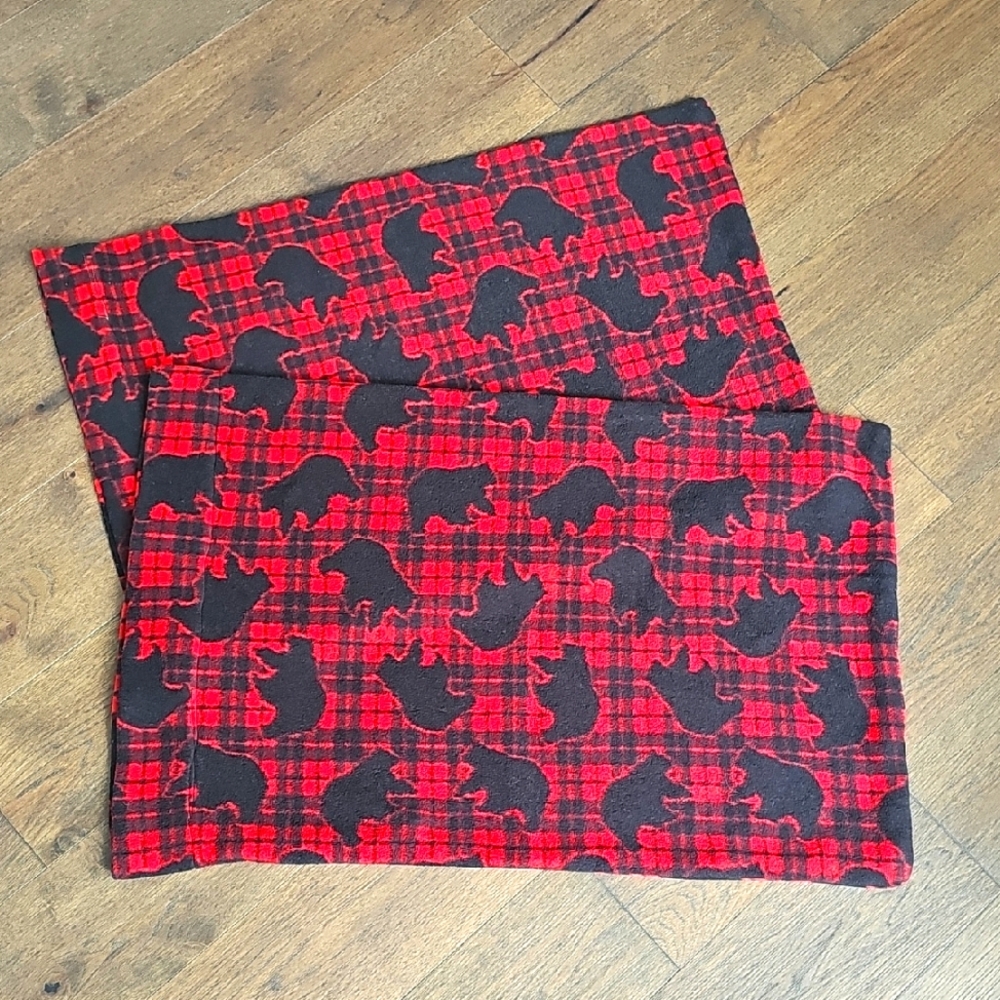 BEAR BUFFALO PLAID FLEECE PILLOW CASES